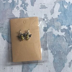 Bee Enamel Charm handmade dangling earrings